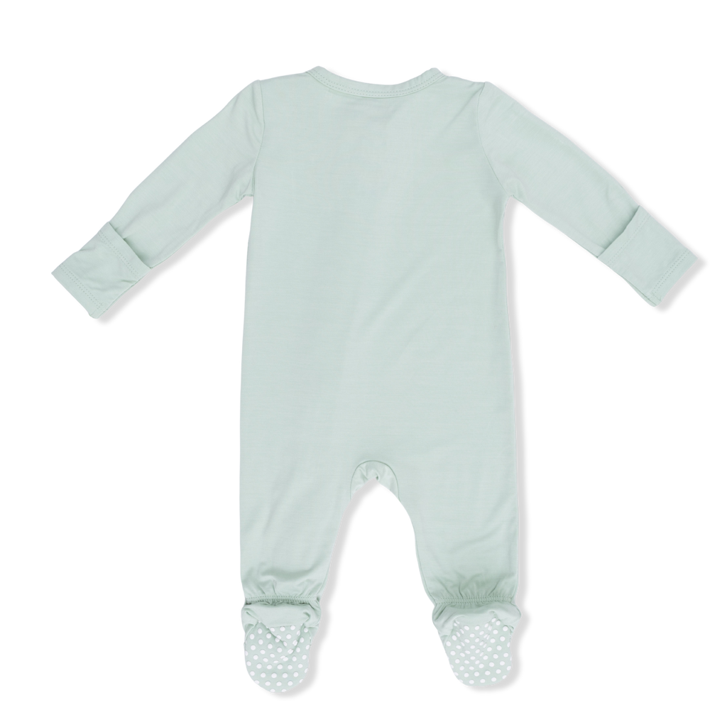 2 Way Zipper Footie (Solid Cameo Green)