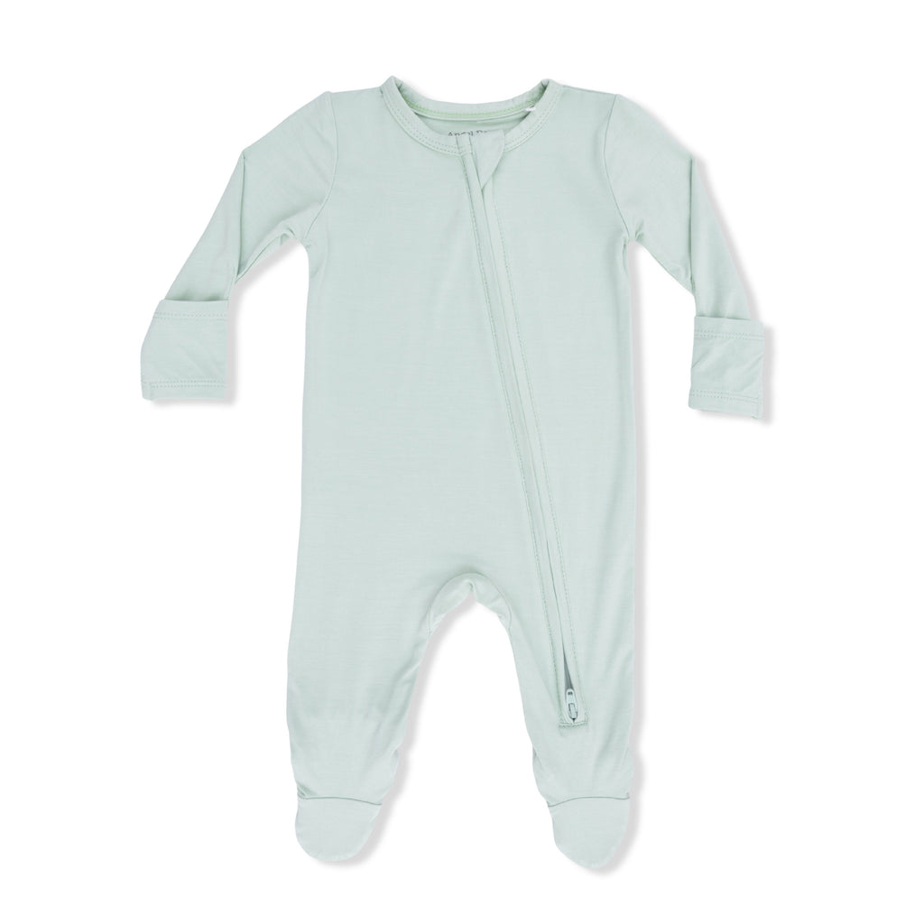 2 Way Zipper Footie (Solid Cameo Green)