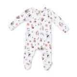2 Way Ruffle Back Zipper Footie (Winter Sports Dogs Pink)