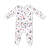 2 Way Ruffle Back Zipper Footie (Winter Sports Dogs Pink)