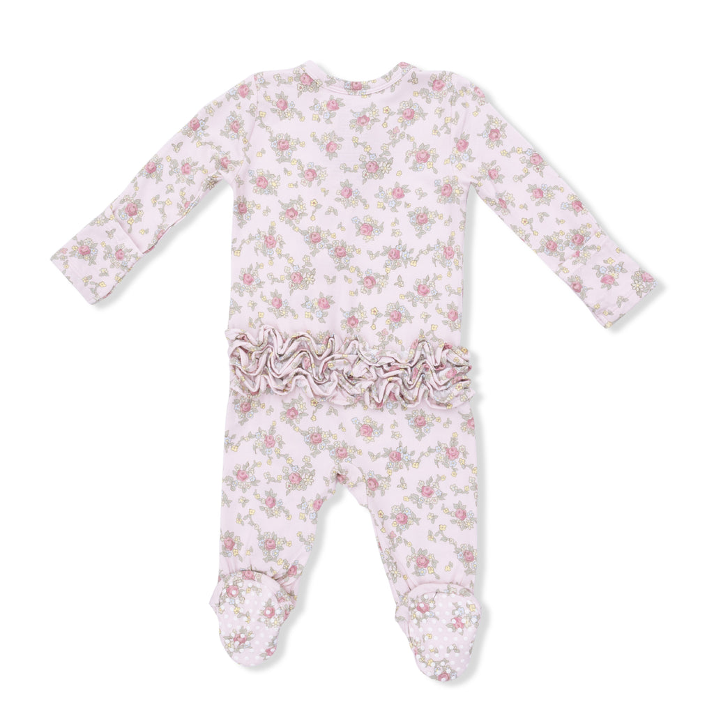 2 Way Ruffle Back Zipper Footie (Edith's Rose Garden)