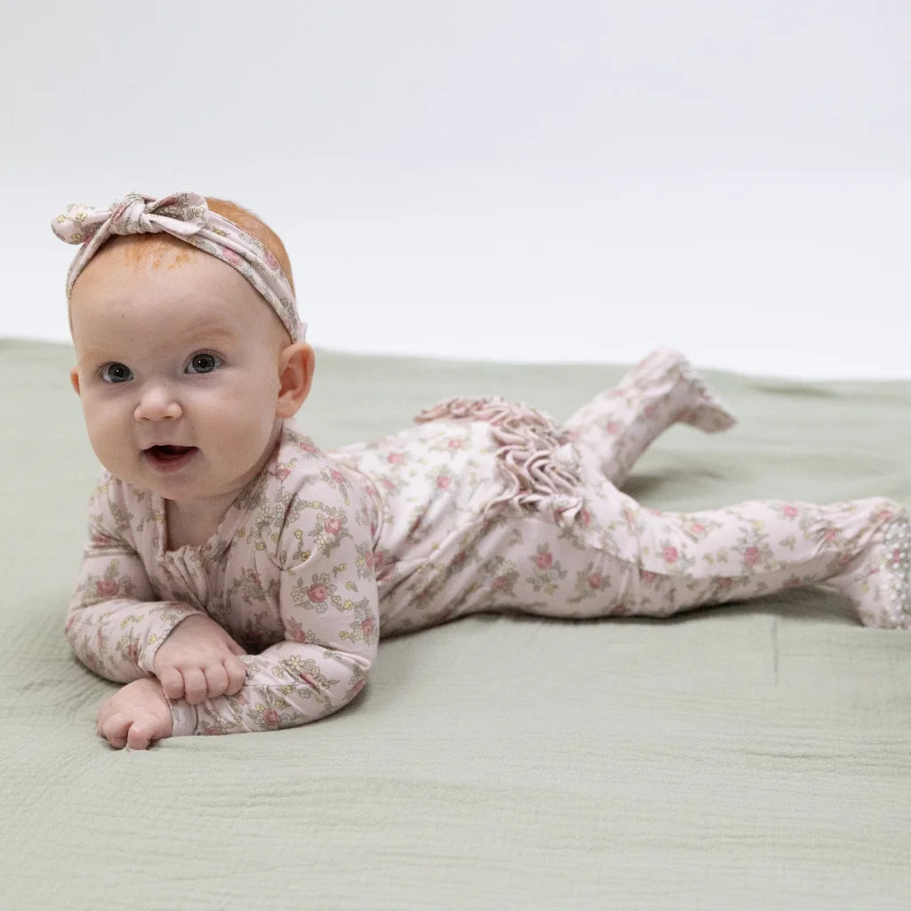 2 Way Ruffle Back Zipper Footie (Edith's Rose Garden)