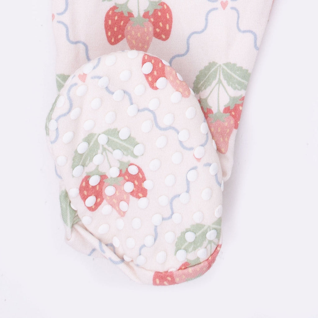 2 Way Ruffle Back Zipper Footie (Sweet Strawberries)