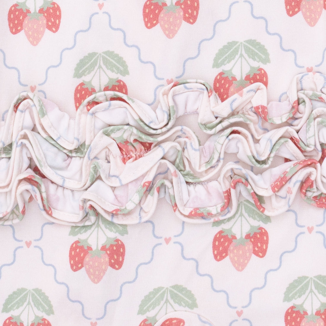 2 Way Ruffle Back Zipper Footie (Sweet Strawberries)