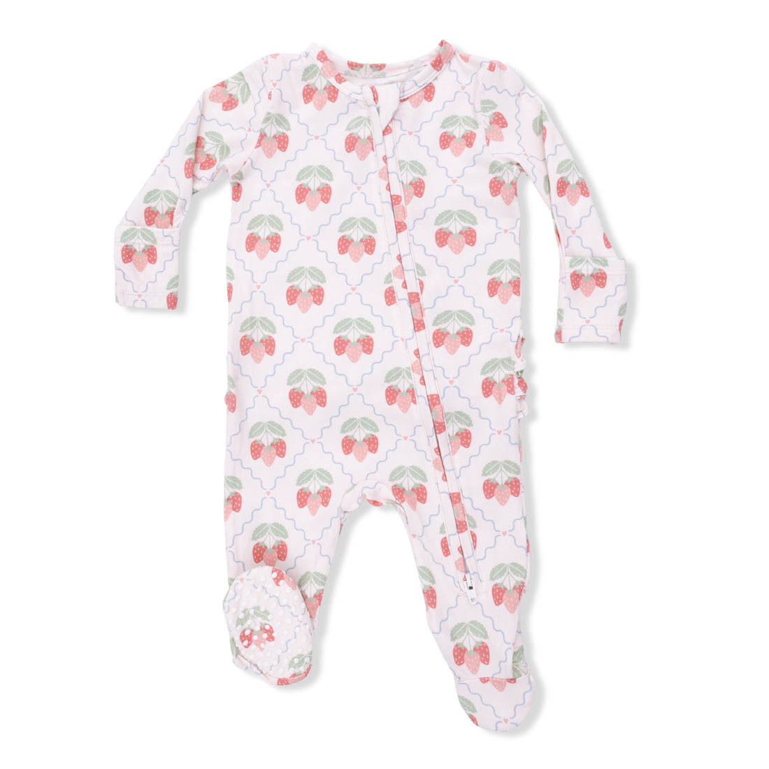2 Way Ruffle Back Zipper Footie (Sweet Strawberries)