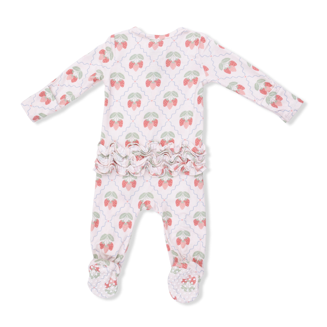 2 Way Ruffle Back Zipper Footie (Sweet Strawberries)