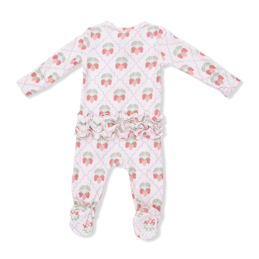 2 Way Ruffle Back Zipper Footie (Sweet Strawberries)