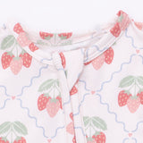 2 Way Ruffle Back Zipper Footie (Sweet Strawberries)