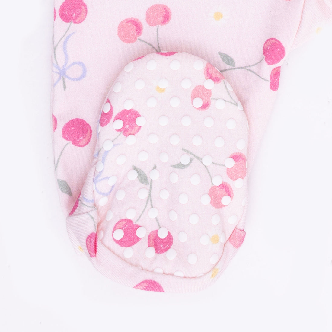 2 Way Ruffle Back Zipper Footie (Sweet Bow Cherries)