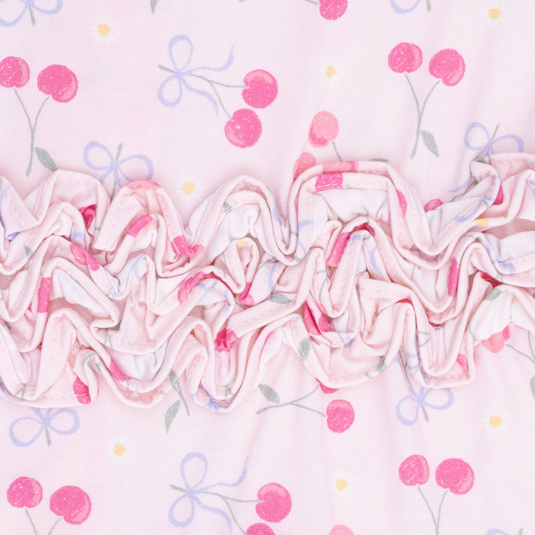 2 Way Ruffle Back Zipper Footie (Sweet Bow Cherries)