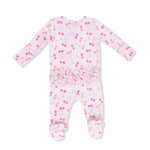 2 Way Ruffle Back Zipper Footie (Sweet Bow Cherries)