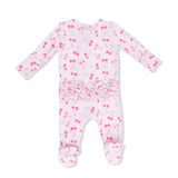 2 Way Ruffle Back Zipper Footie (Sweet Bow Cherries)