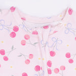 2 Way Ruffle Back Zipper Footie (Sweet Bow Cherries)