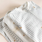 Layette Long Sleeve Zipper Romper (Teddy Bear Stripe)