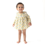Puffed Long Sleeve Bubble with Skirt and Ladder Trim (Winter Dandelions)
