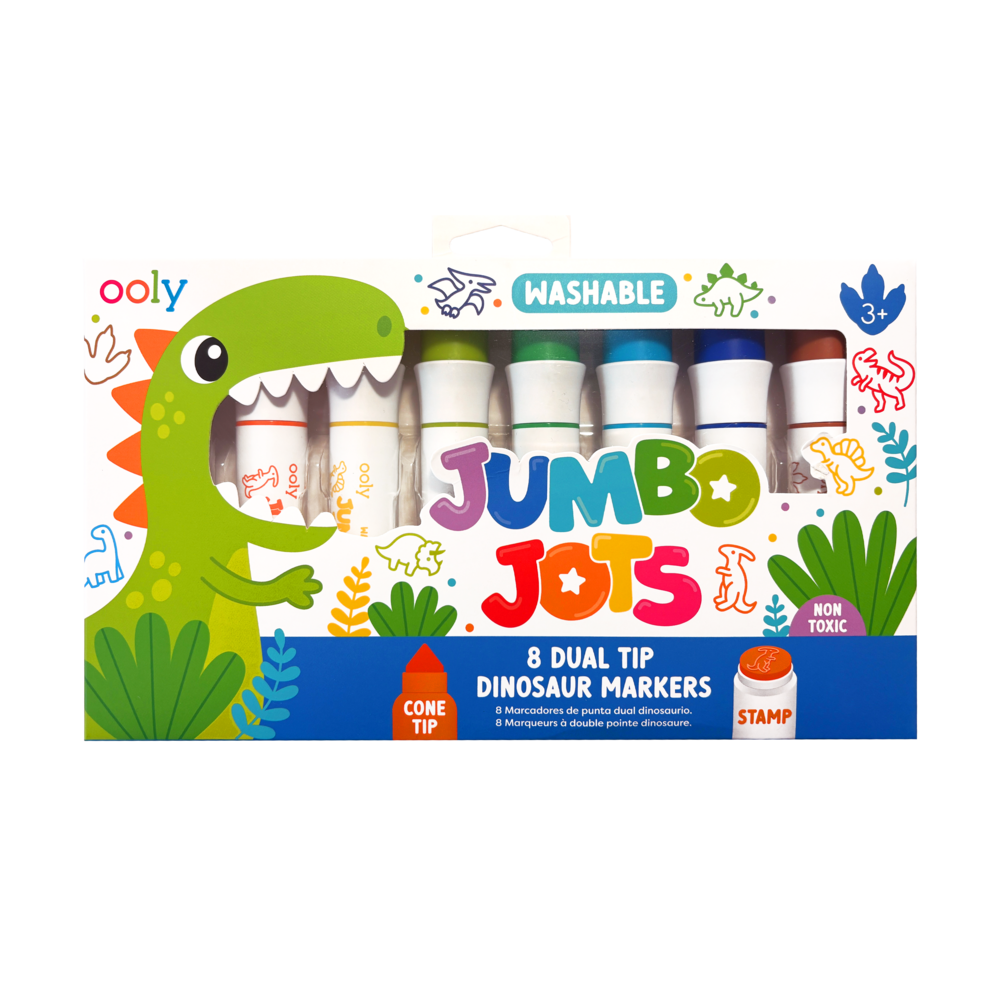 Jumbo Jots Dual Tip Dinosaur Stamp Markers (Set of 8)
