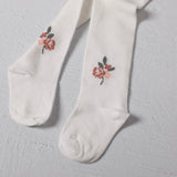 Fine Knit Baby Girl Tights (Floral Jacquard)