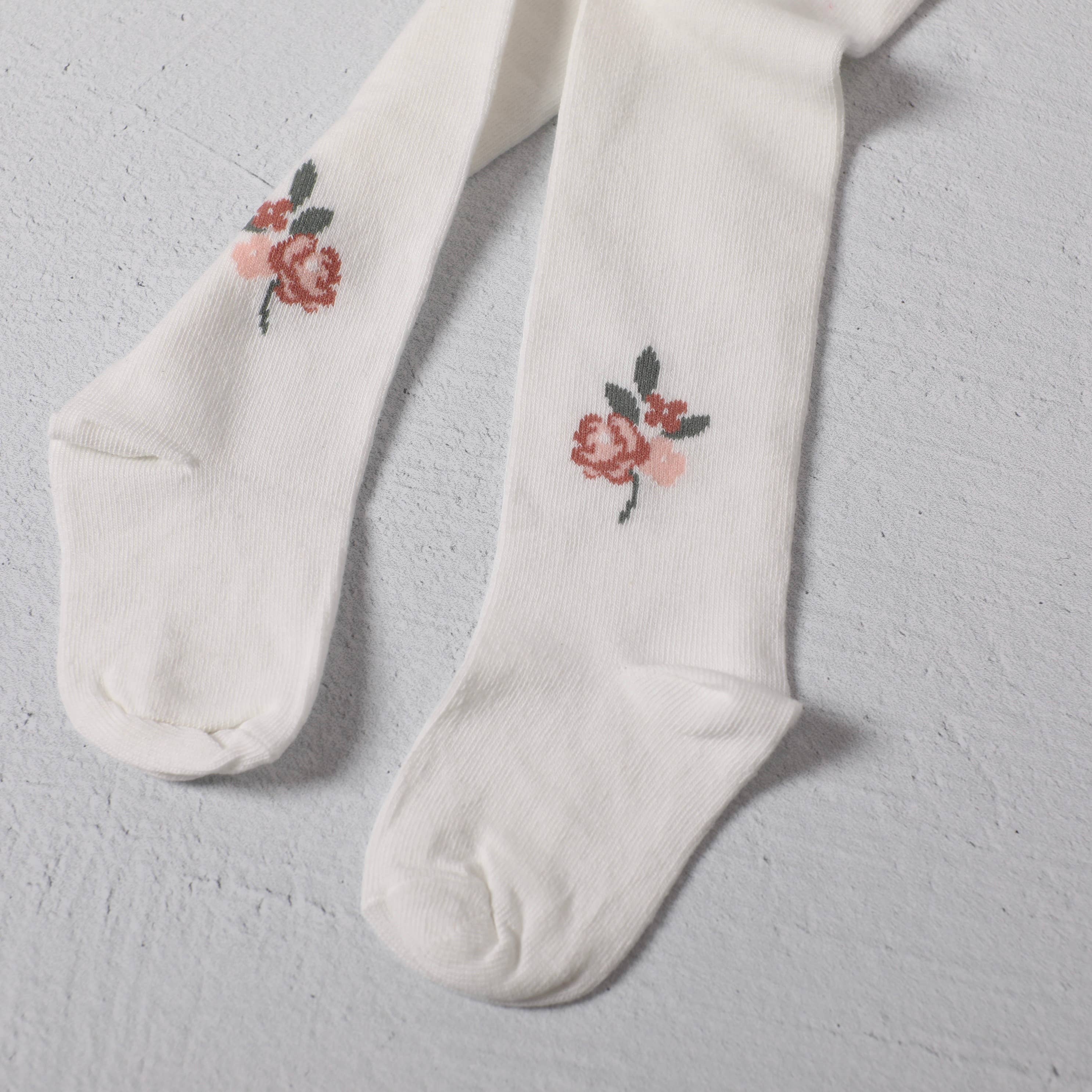 Fine Knit Baby Girl Tights (Floral Jacquard)
