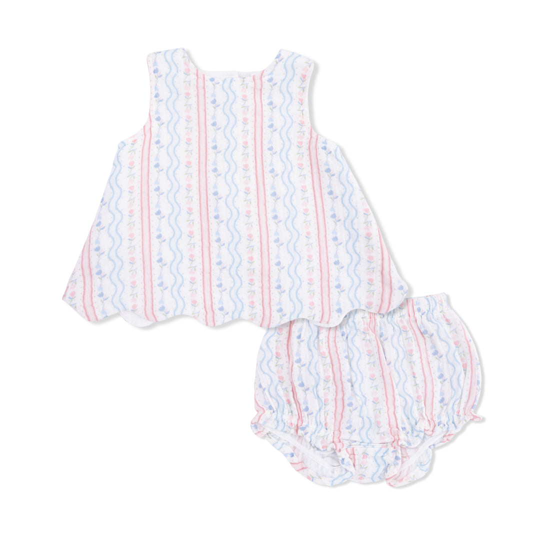 Scallop Back Top with Bloomer (Tulip Stripe)