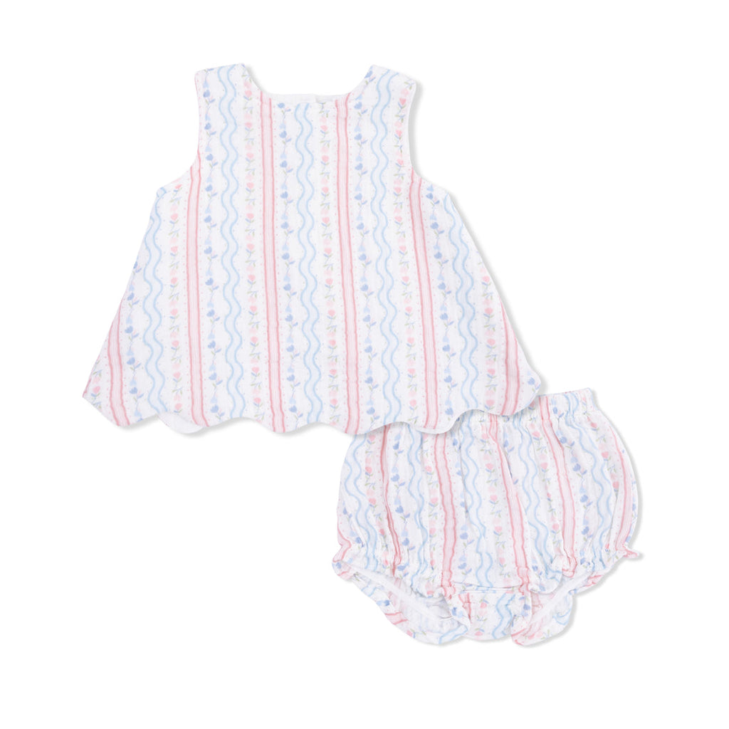 Scallop Back Top with Bloomer (Tulip Stripe)