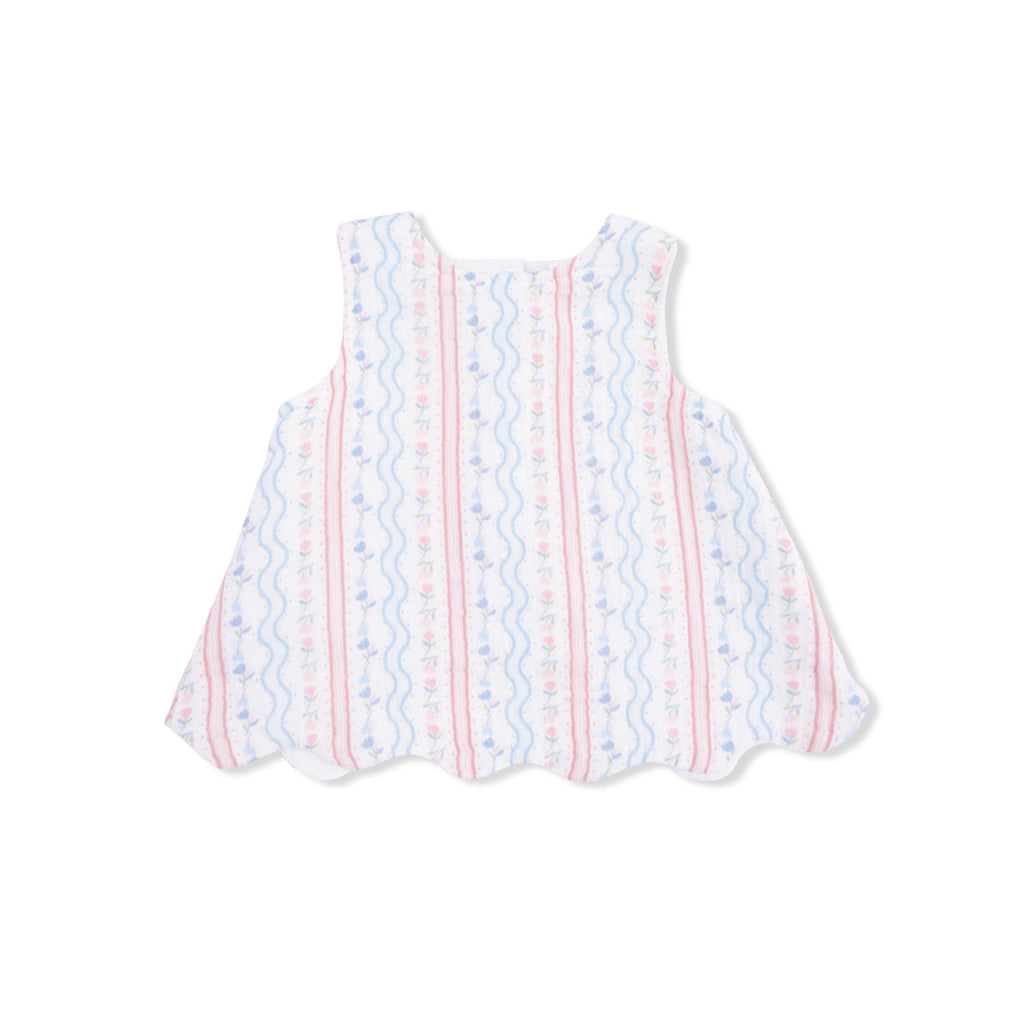 Scallop Back Top with Bloomer (Tulip Stripe)