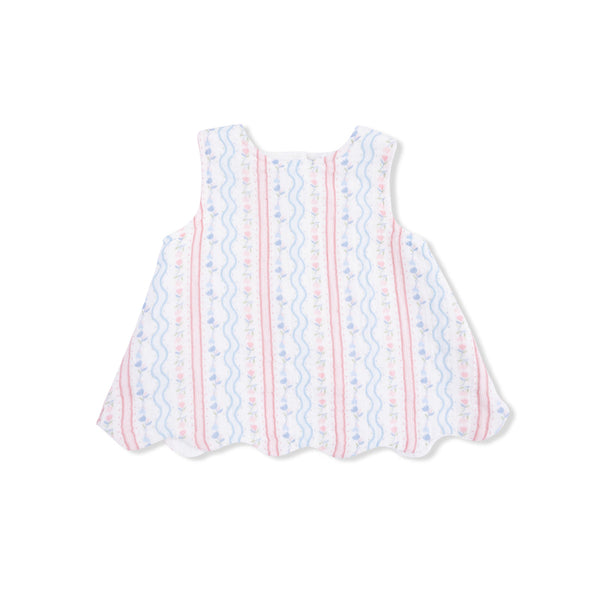 Scallop Back Top with Bloomer (Tulip Stripe)