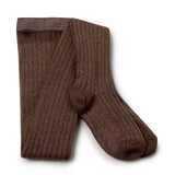 Amelie Glitter Ribbed Tights (Chocolat Au Lait)