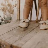 Handmade Baby Bow Moccasins (Cream)