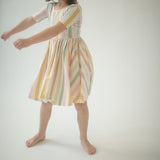 Short Sleeve Twirl Dress (Pastel Stripes)