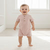 Organic Short Bubble Romper (Coral Stripes)