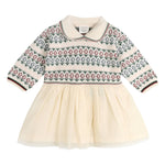 Dahlia Floral Jacquard Knit Baby Tutu Dress (Ecru)