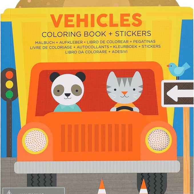 Vehicles Mini Coloring + Sticker Book