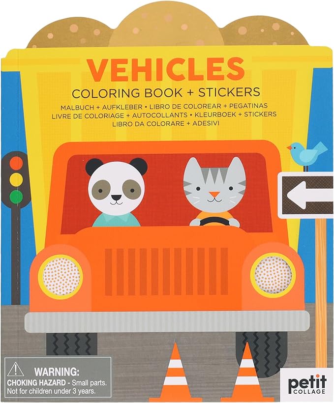 Vehicles Mini Coloring + Sticker Book
