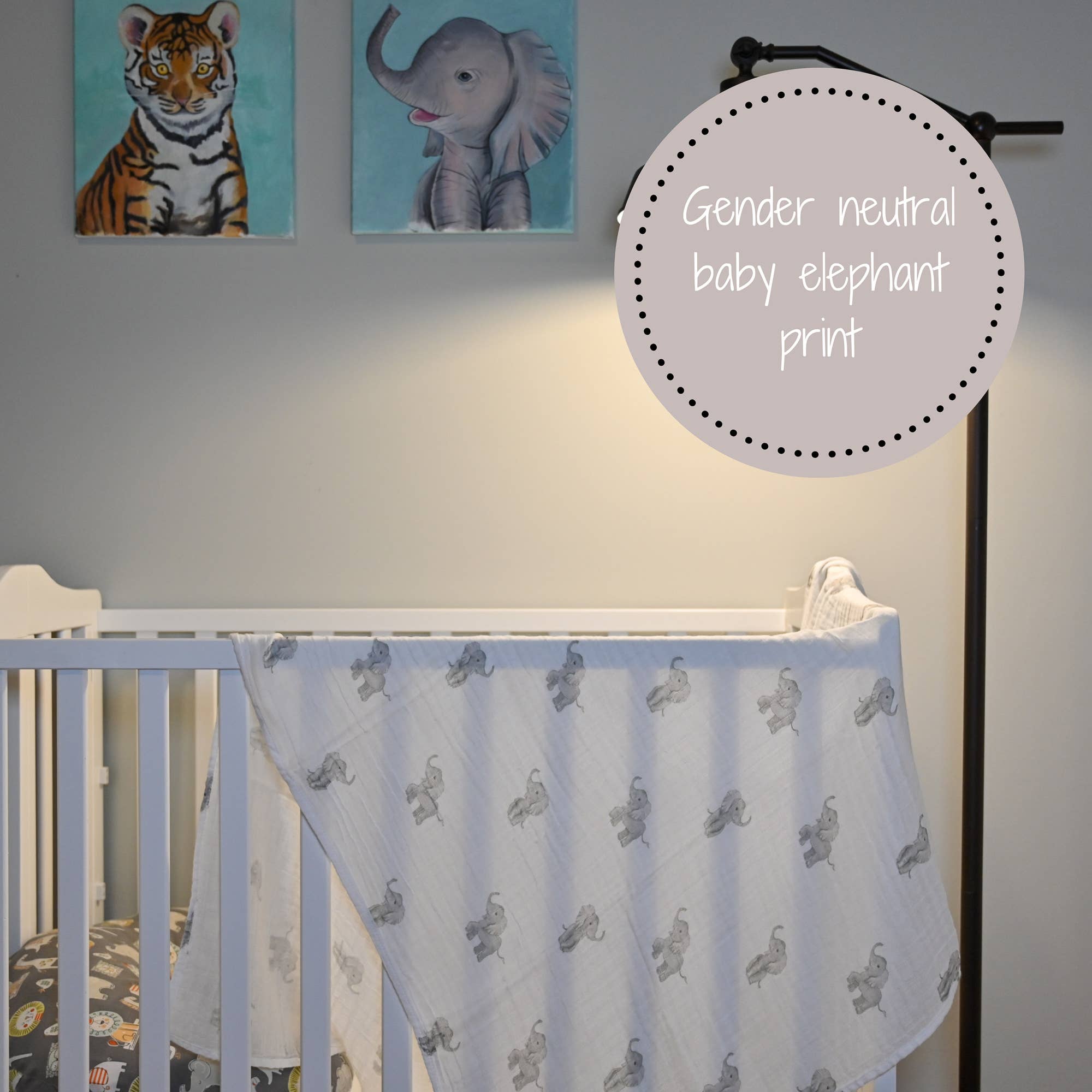Muslin Swaddle Blanket (Elephant)