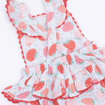 Ric Rac Ruffle Sunsuit (Strawberry Bliss)