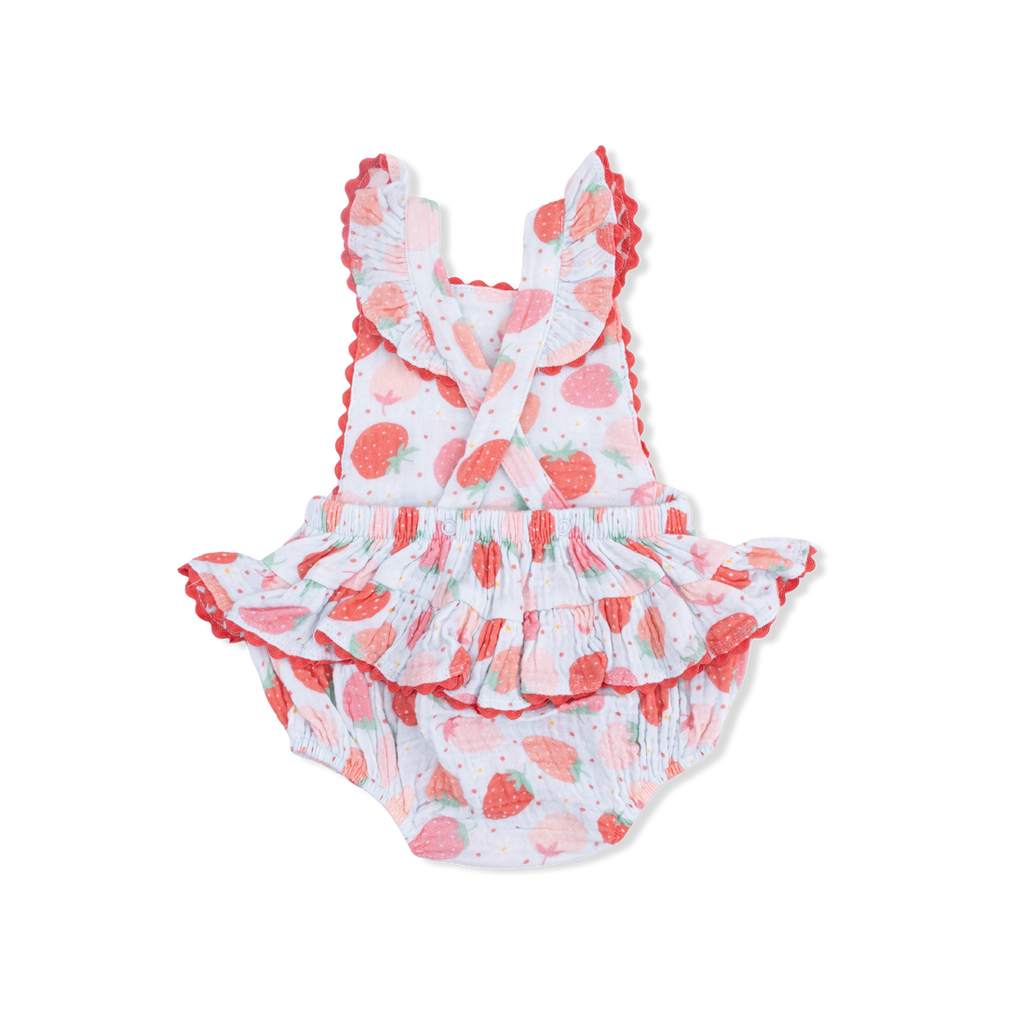 Ric Rac Ruffle Sunsuit (Strawberry Bliss)
