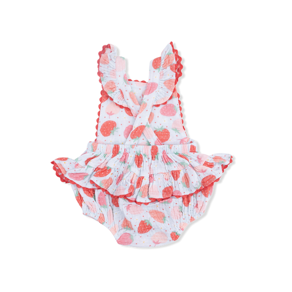 Ric Rac Ruffle Sunsuit (Strawberry Bliss)