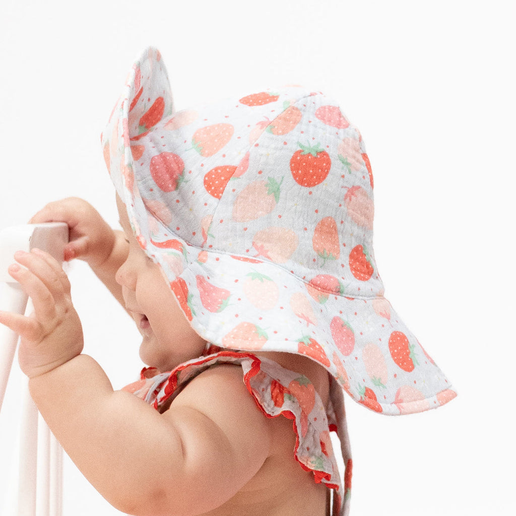 Wide Brim Sun Hat (Strawberry Bliss)