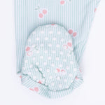 2 Way Ruffle Sleeve Zipper Footie (Tiny Cherry Stripe)