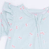 2 Way Ruffle Sleeve Zipper Footie (Tiny Cherry Stripe)
