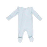 2 Way Ruffle Sleeve Zipper Footie (Tiny Cherry Stripe)