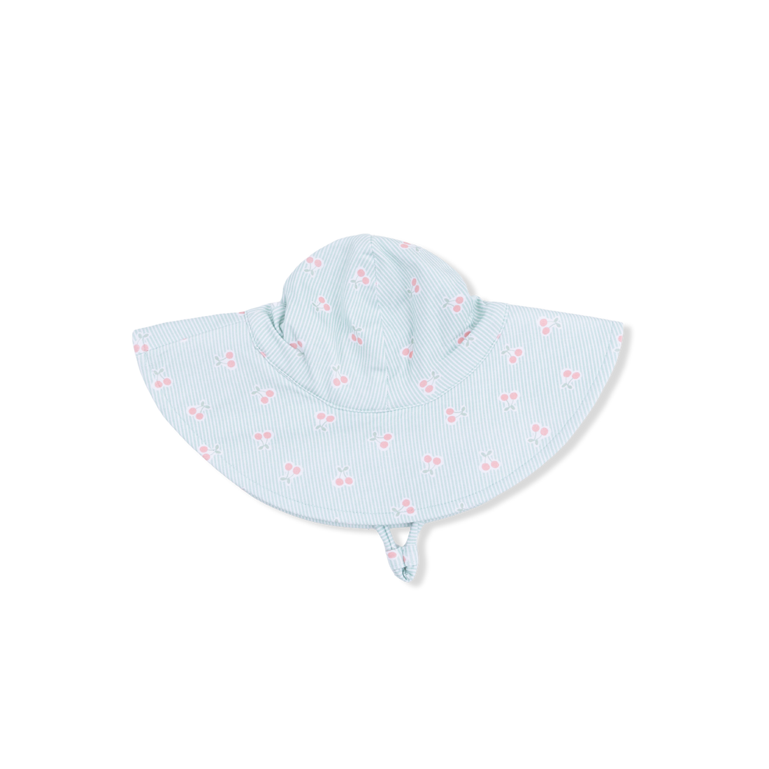 Wide Brim Sun Hat (Tiny Cherry Stripe)