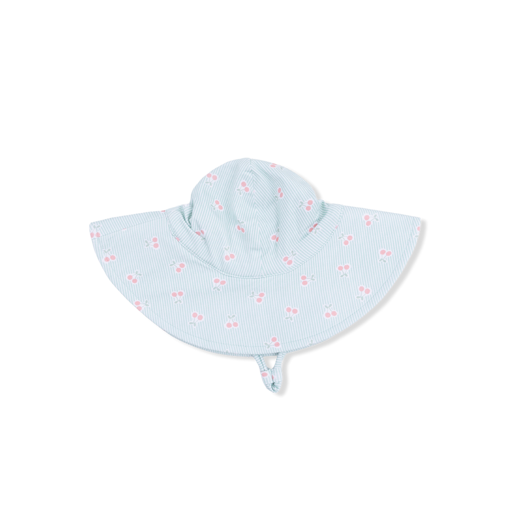 Wide Brim Sun Hat (Tiny Cherry Stripe)