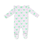 2 Way Ruffle Sleeve Zipper Footie (Heart Argyle)