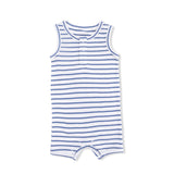 Henley Shortie Romper (Navy Stripe)