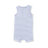 Henley Shortie Romper (Navy Stripe)