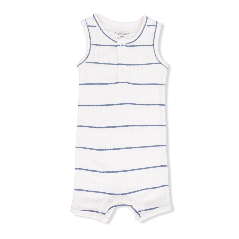 Henley Shortie Romper (Vintage Stripe)