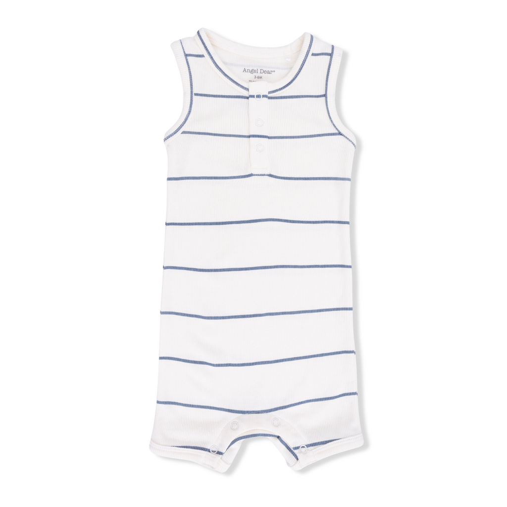 Henley Shortie Romper (Vintage Stripe)