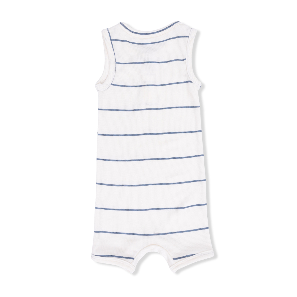 Henley Shortie Romper (Vintage Stripe)
