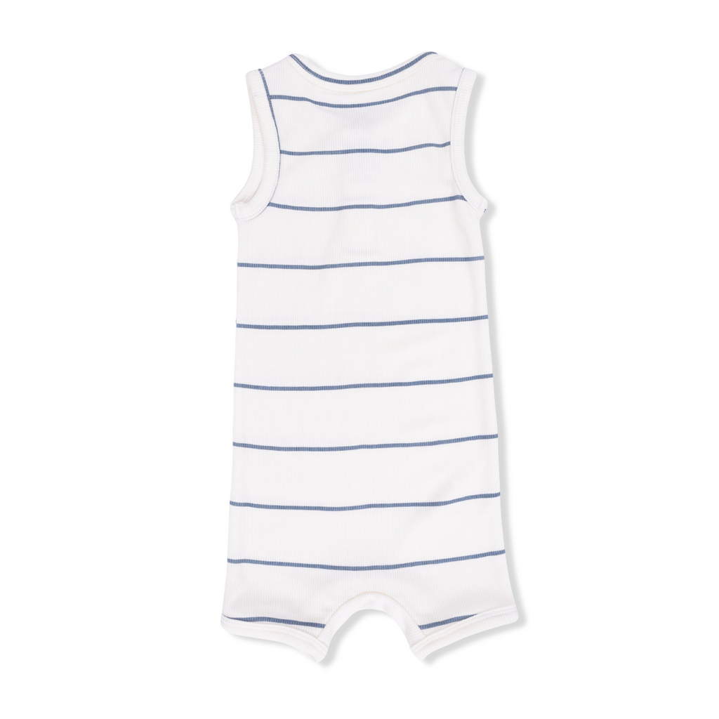 Henley Shortie Romper (Vintage Stripe)
